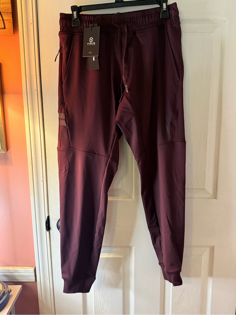 Virus Men's Maroon Performance Joggers Sz small